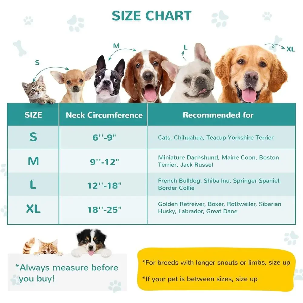 Dog/Cat Cone Alternative After Surgery, Inflatable Recovery Collar Large Teal